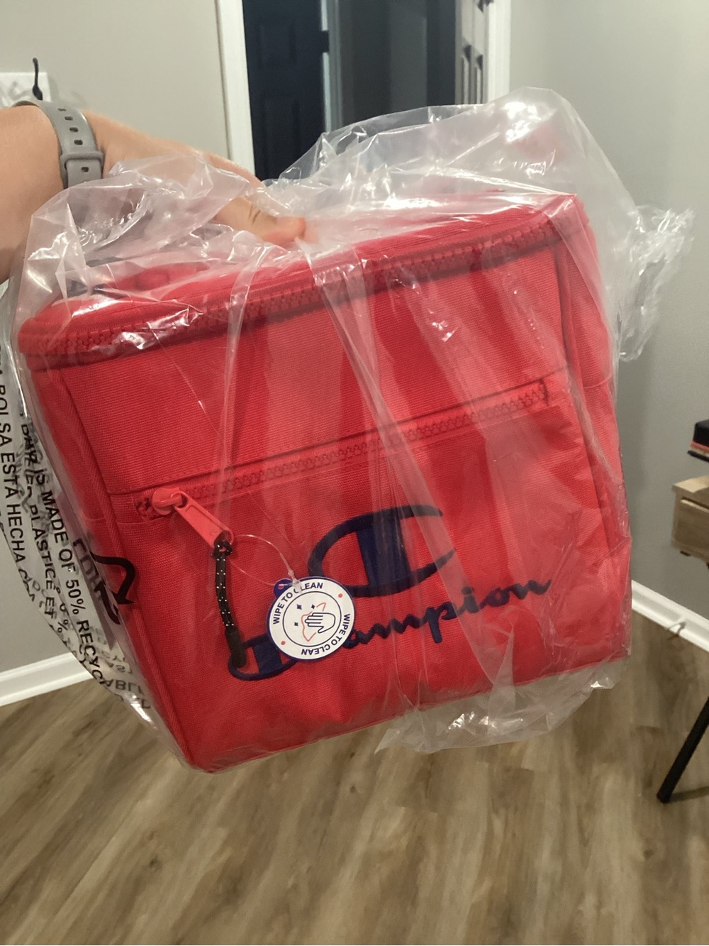 Champion Red Lunch Cooler Bag with Navy Logo